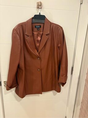 Dennis Basso Rust Brown Leather Blazer